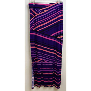 Ana Multicolored Striped Maxi Skirt Womens M Coastal Rave Vaca Cruise Statement
